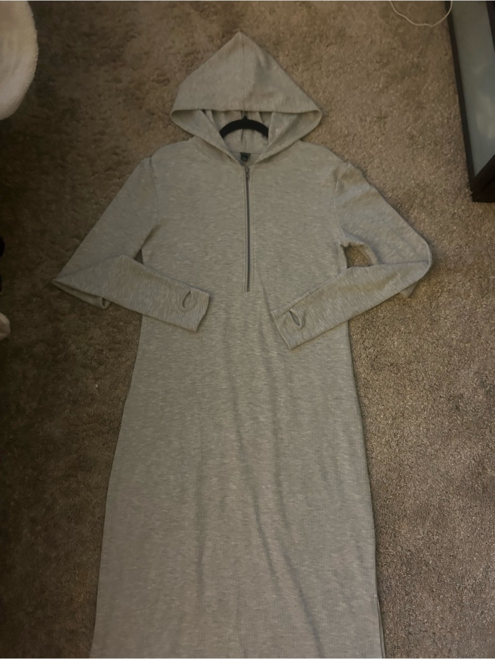 wild fable Hooded Half-Zip Maxi Dress - Light Gray